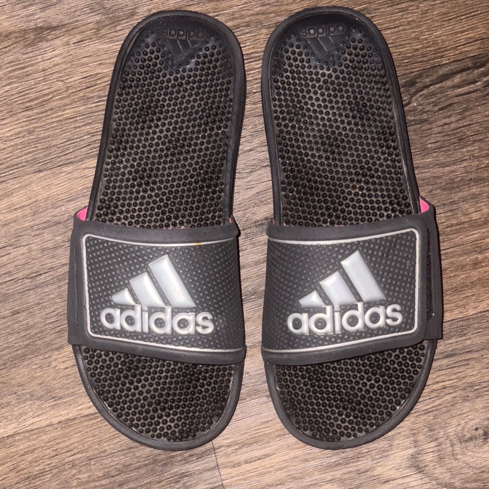 Adidas Black and Gray Slide Sandals